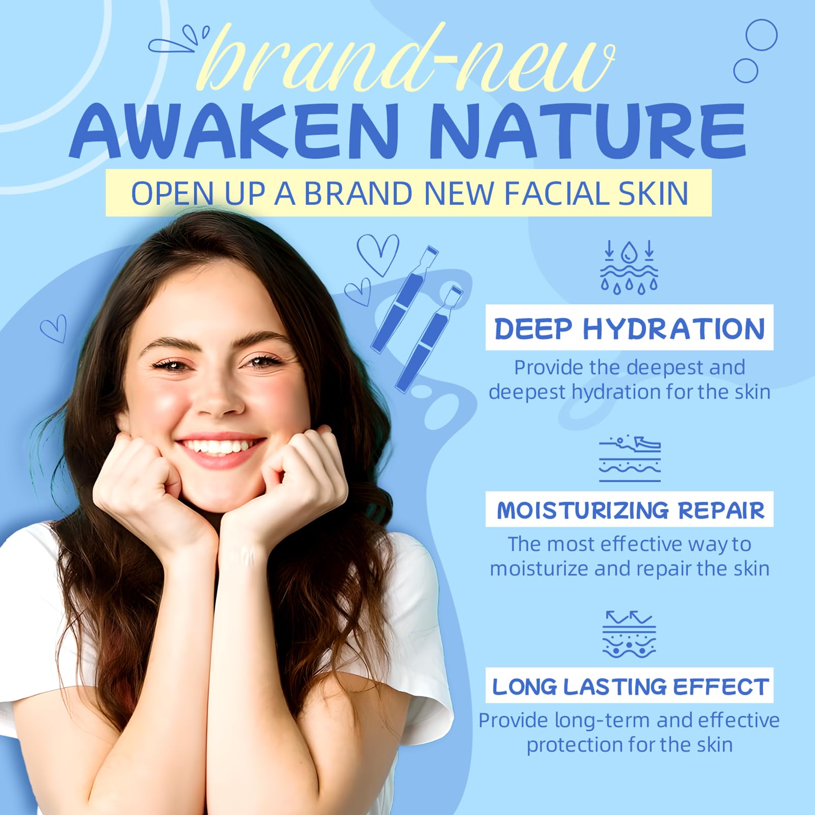 Hyaluronic Acid Serum 3% - Ultra Hydrating Facial Serum (30 Vials/Box) for Dry Skin, Wrinkles & Fine Lines - Daily Moisturizing Treatment for Face & Neck
