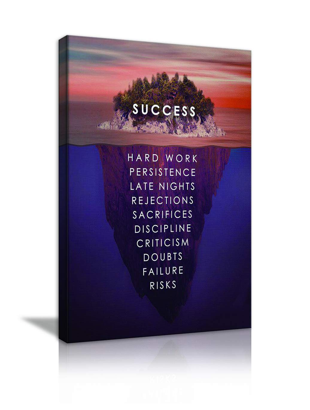 Success Inspirational Motivational Canvas Wall Art - Inspiring Quotes Painting for Home, Bedroom, Office Decor - Framed Ready to Hang Modern Success Island Poster - Perfect for Living Room Wall Decor & Office Motivation