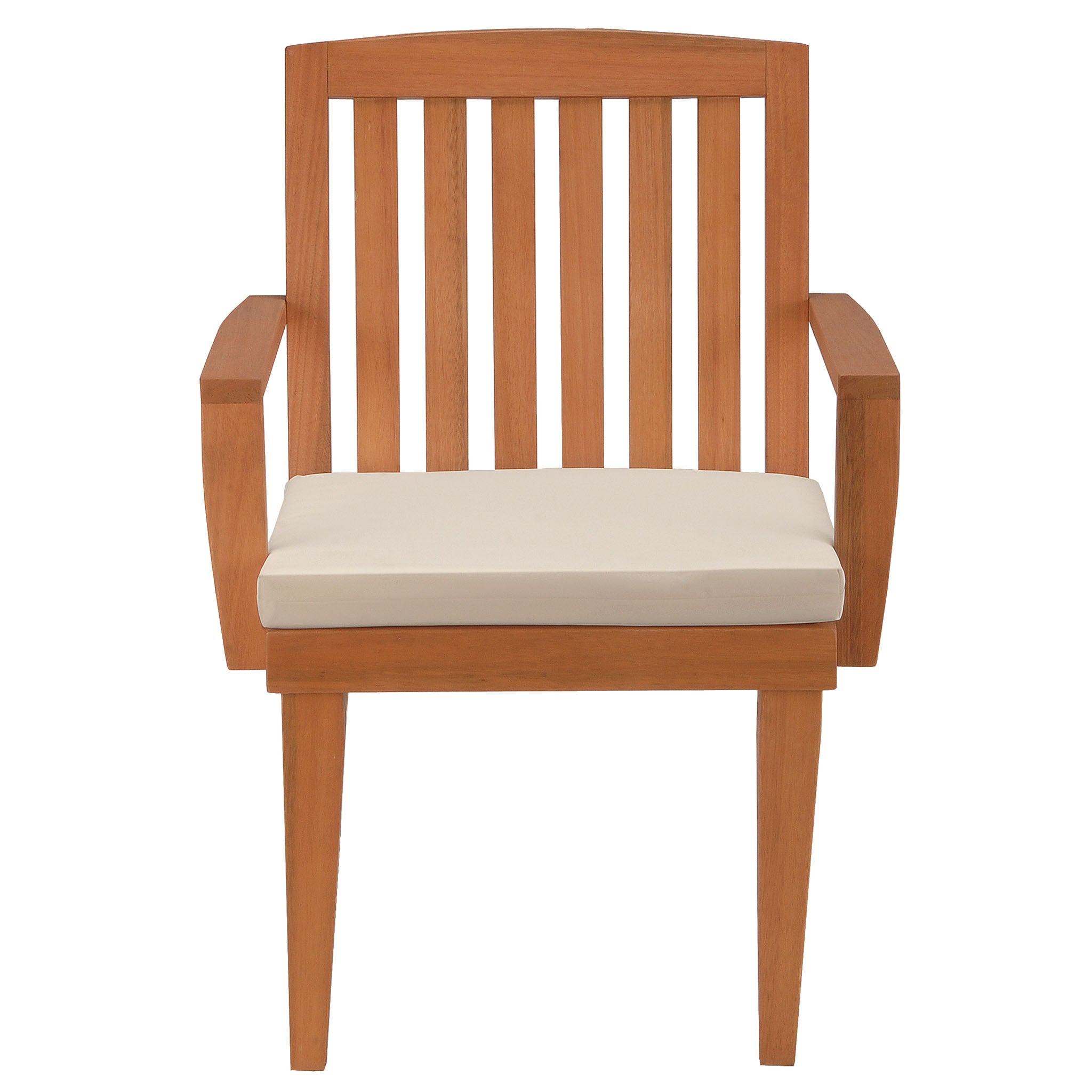 24x26x37 Inch Natural Eucalyptus Grandis Wood Dining Armchair with Beige Cushion & Polyester Pad - Perfect for Kitchen, Dining Room, and Outdoor Patio Furniture