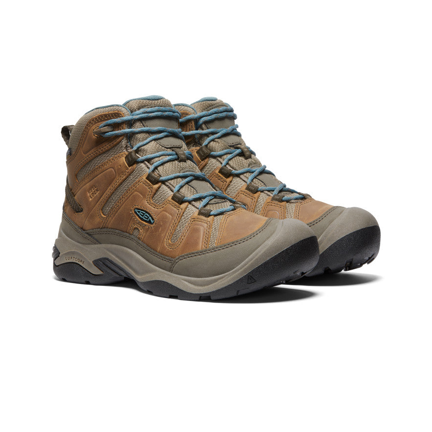 Waterproof Women's Circadia Boots in Toasted Coconut & North Atlantic - Perfect for Hiking, Rainy Days & Outdoor Adventures