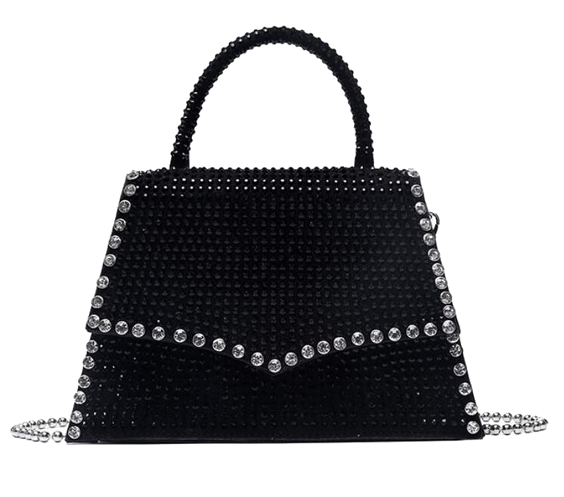 Sparkling Rhinestone Crossbody Bag for Women - Elegant Evening Purse with Chain Strap & Top Handle, Glitter Party Clutch for Night Out, Club, Wedding & Special Occasions