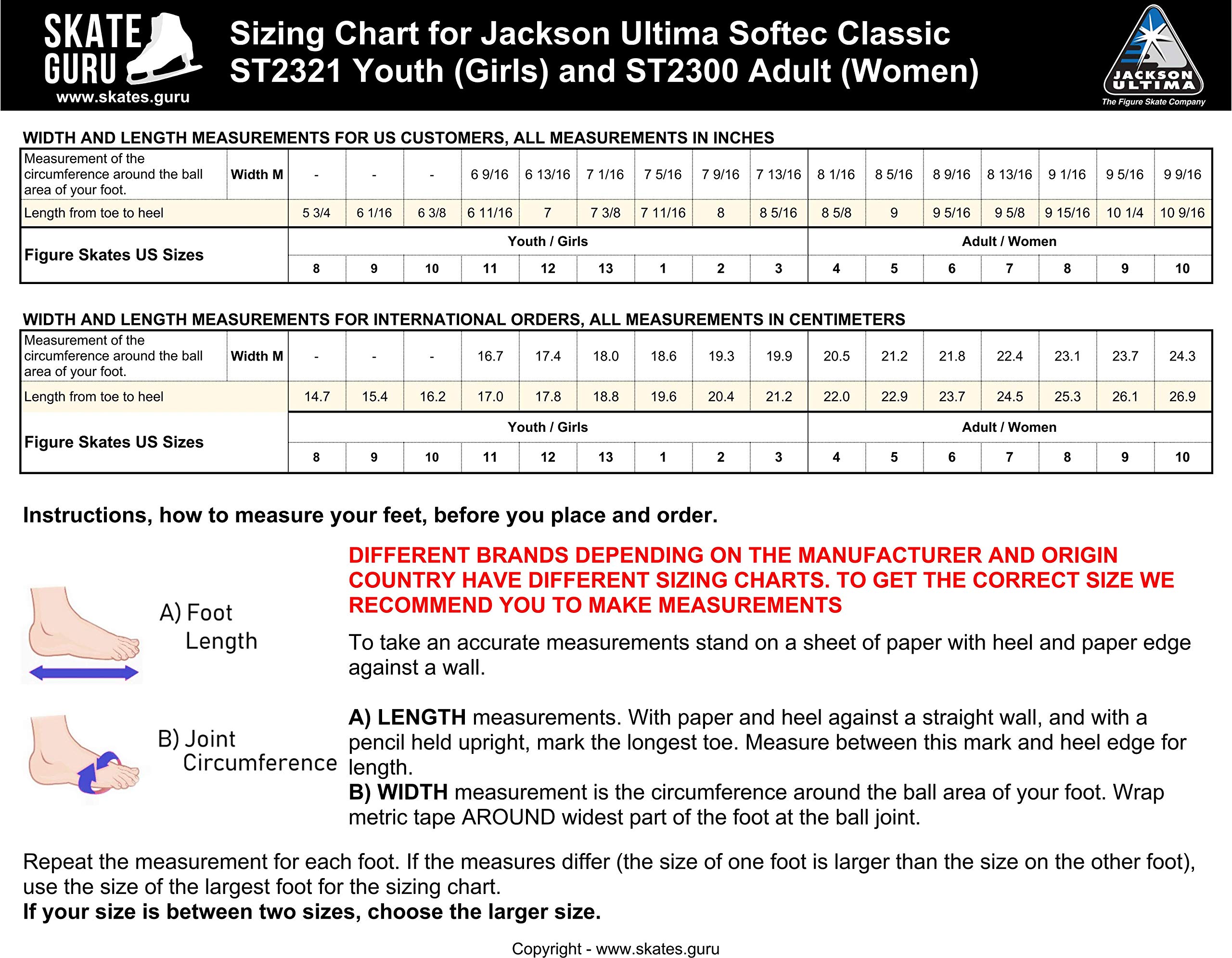 Jackson Ultima Softec Classic ST2300 & ST2321 Ice Skates for Women, Men, Girls, Boys & Kids - Comfortable Figure Skates for Beginners & Recreational Skating at Rinks & Outdoor Ice