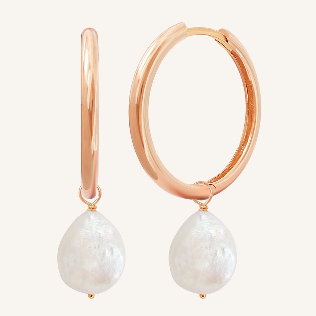 Elegant Capri Pearl Charm Hoop Earrings for Women - Perfect for Weddings, Parties & Everyday Wear