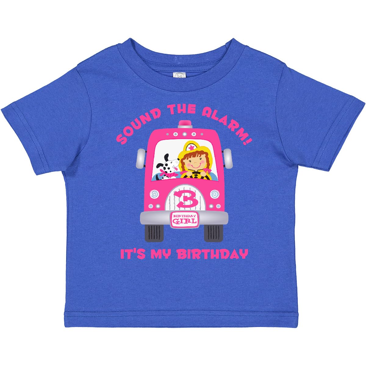 Fire Truck Girl 3rd Birthday Toddler T-Shirt - Cute Toddler Outfit for Birthday Parties & Casual Wear