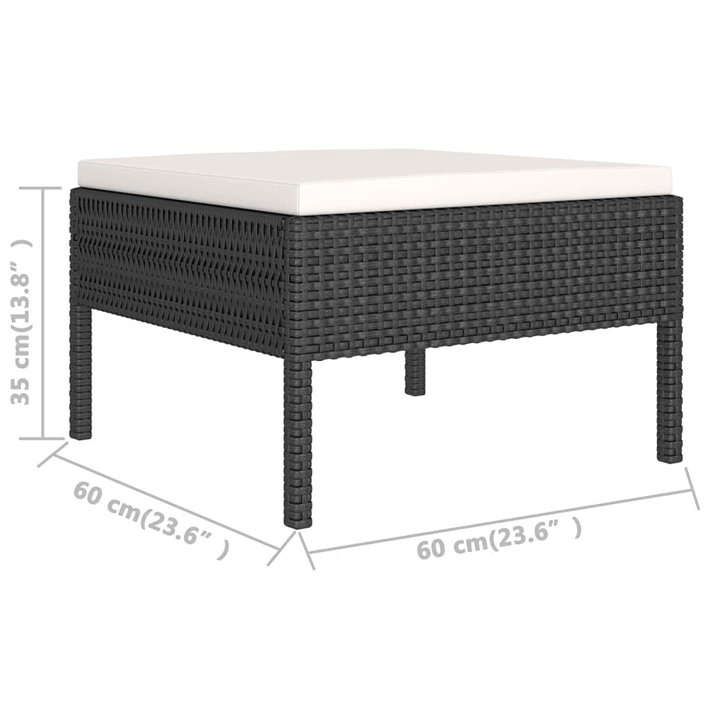 2-Piece Black Poly Rattan Garden Lounge Set with Cushions - Outdoor Patio Furniture, Corner Sofa Conversation Set for Backyard, Deck, or Poolside Relaxation