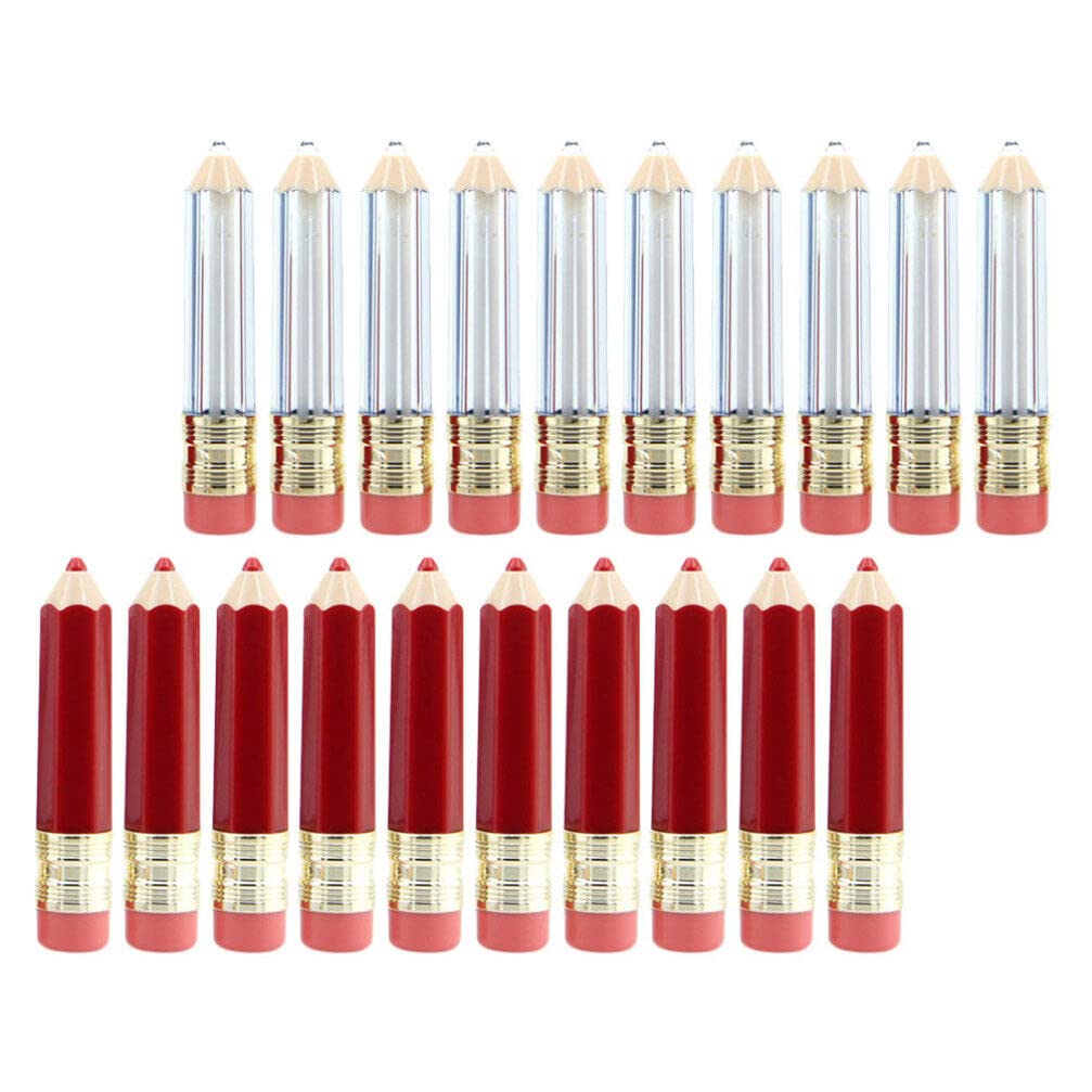 EXCLUZO 20Pcs Empty Refillable Lip Gloss Tubes - Pencil Shaped Mini Lip Gloss Containers for DIY Cosmetics, Lipstick Samples (Perfect for Women & Girls) - Ideal for Makeup Artists, Beauty Salons, and Personal Lip Care Routines