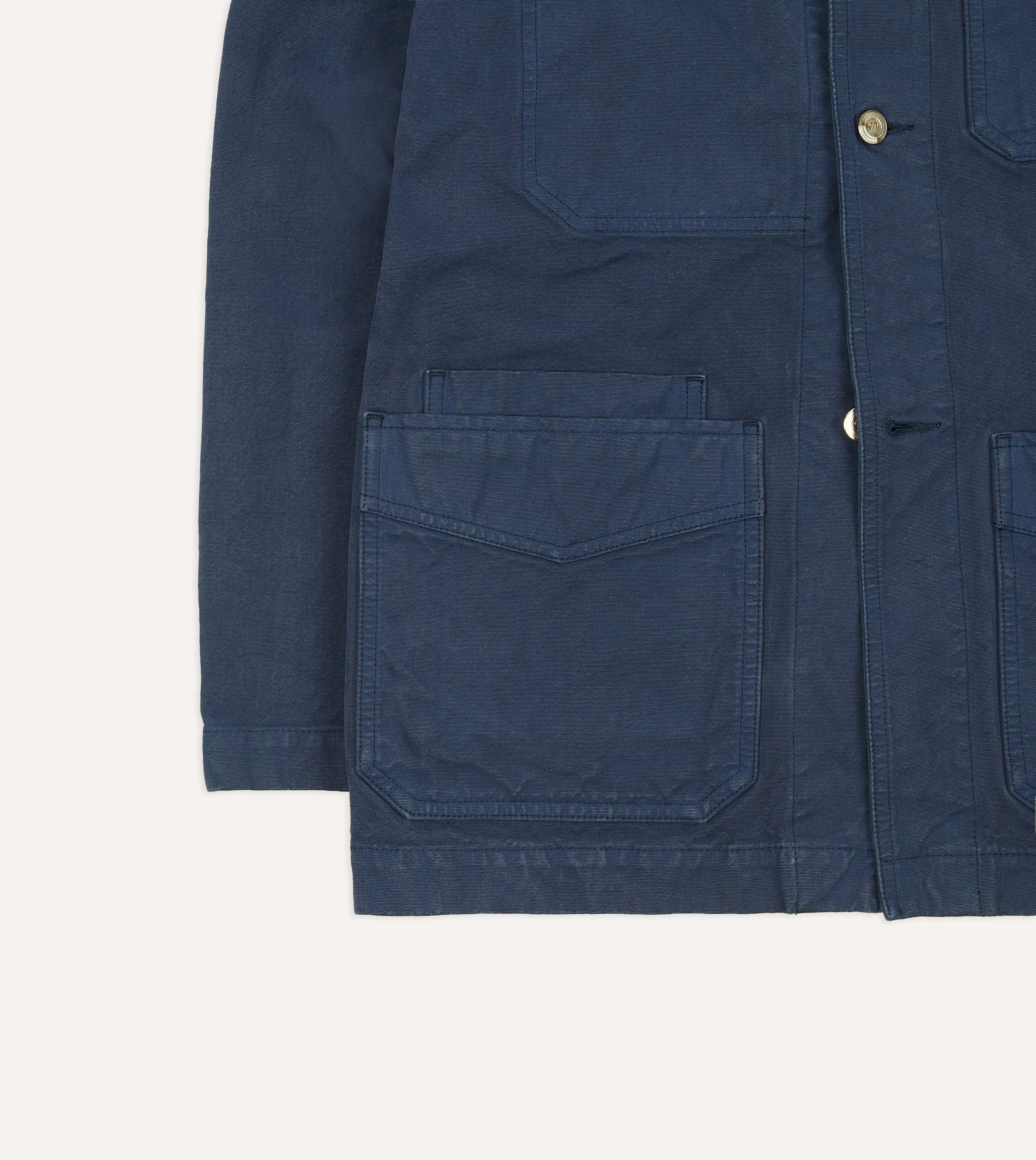 Men's Navy Blue Cotton Duck Canvas Work Jacket - Heavy Duty 5-Pocket Chore Coat for Outdoor Work, Hiking & Casual Wear