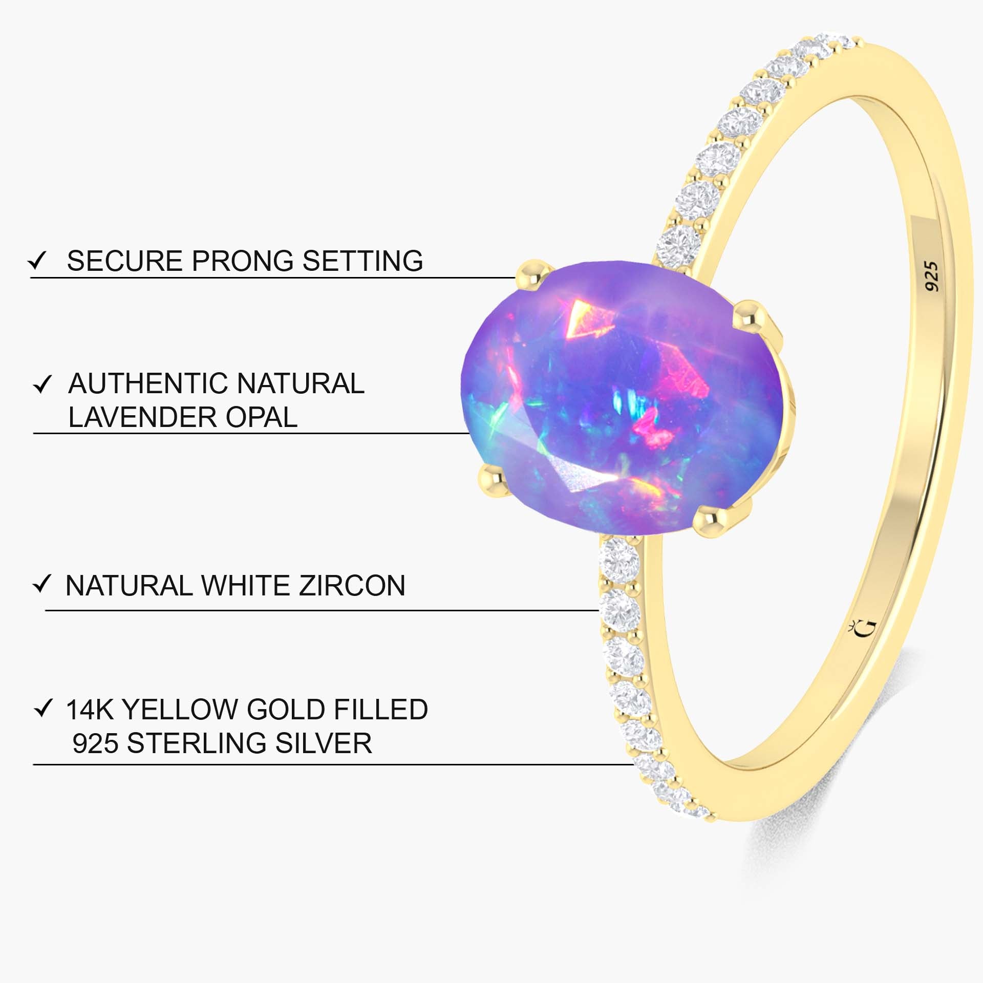Ethiopian Opal Oval Lavender Fire Wedding Ring for Women – Elegant Engagement & Bridal Jewelry Gift