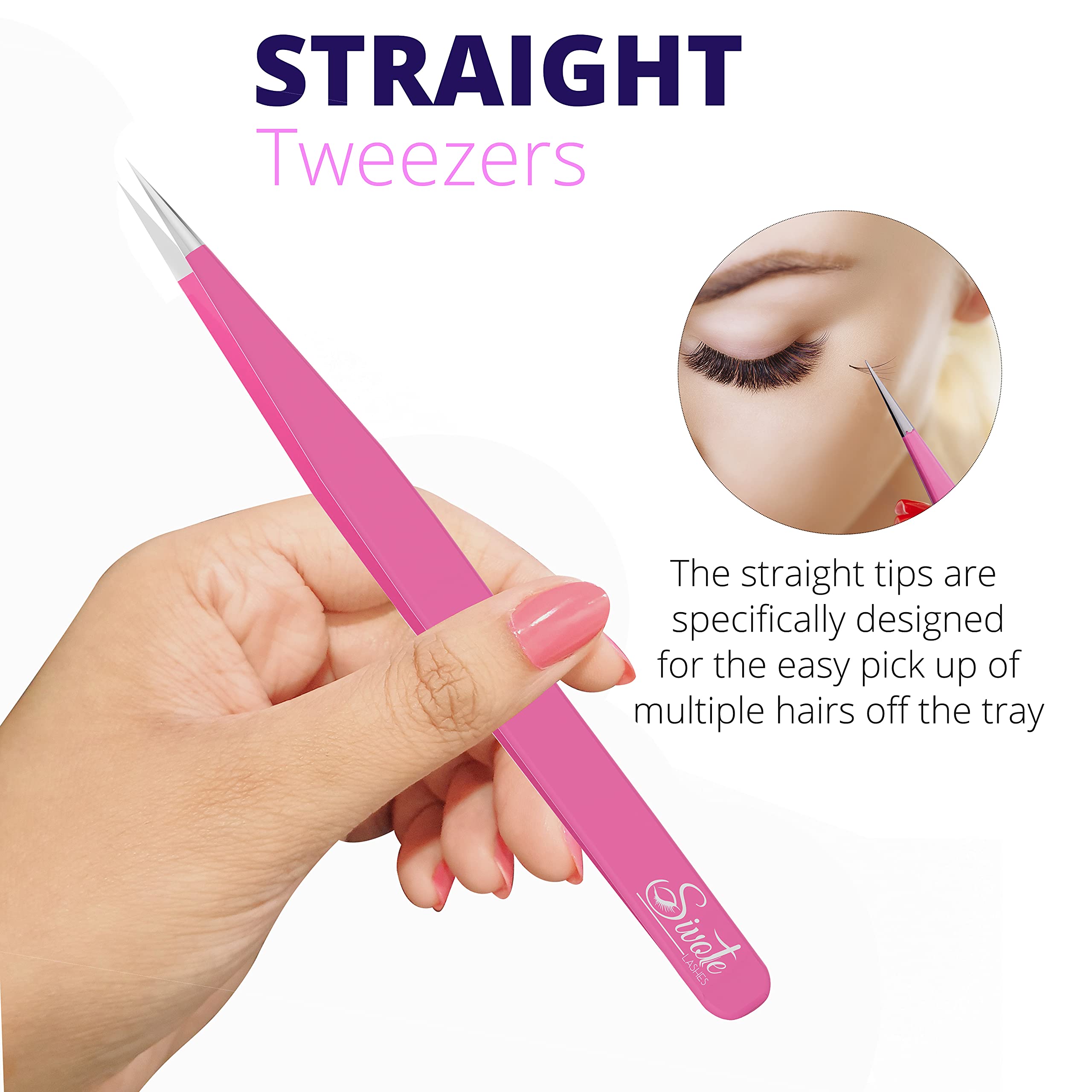 SIVOTE Eyelash Extension Tweezers Set - 3 Pack Pink for Volume, Isolation & Classic Lashes | Professional Lash Tools for Salon & Home Use