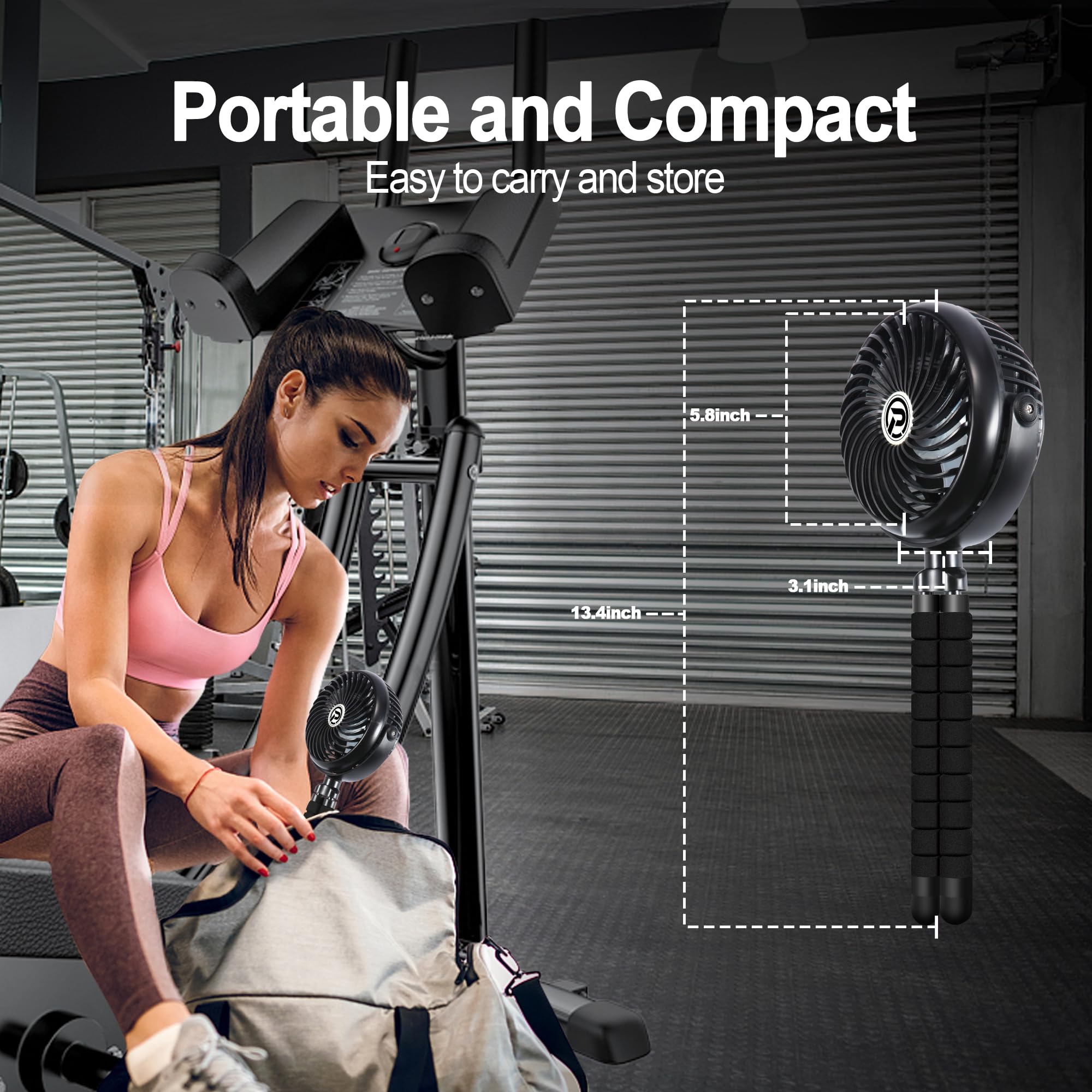 Rechargeable Clip on Fan for Treadmill & Exercise Bike - Portable Cooling Fan with Adjustable Angle for Home Gym, Office, or Outdoor Workouts