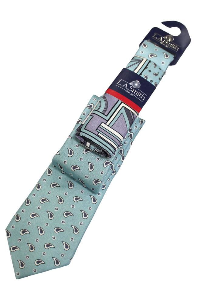 Vintage Art Deco Blue Purple Silk Tie and Pocket Square Set – Elegant Men's Accessories for Weddings, Business & Formal Events