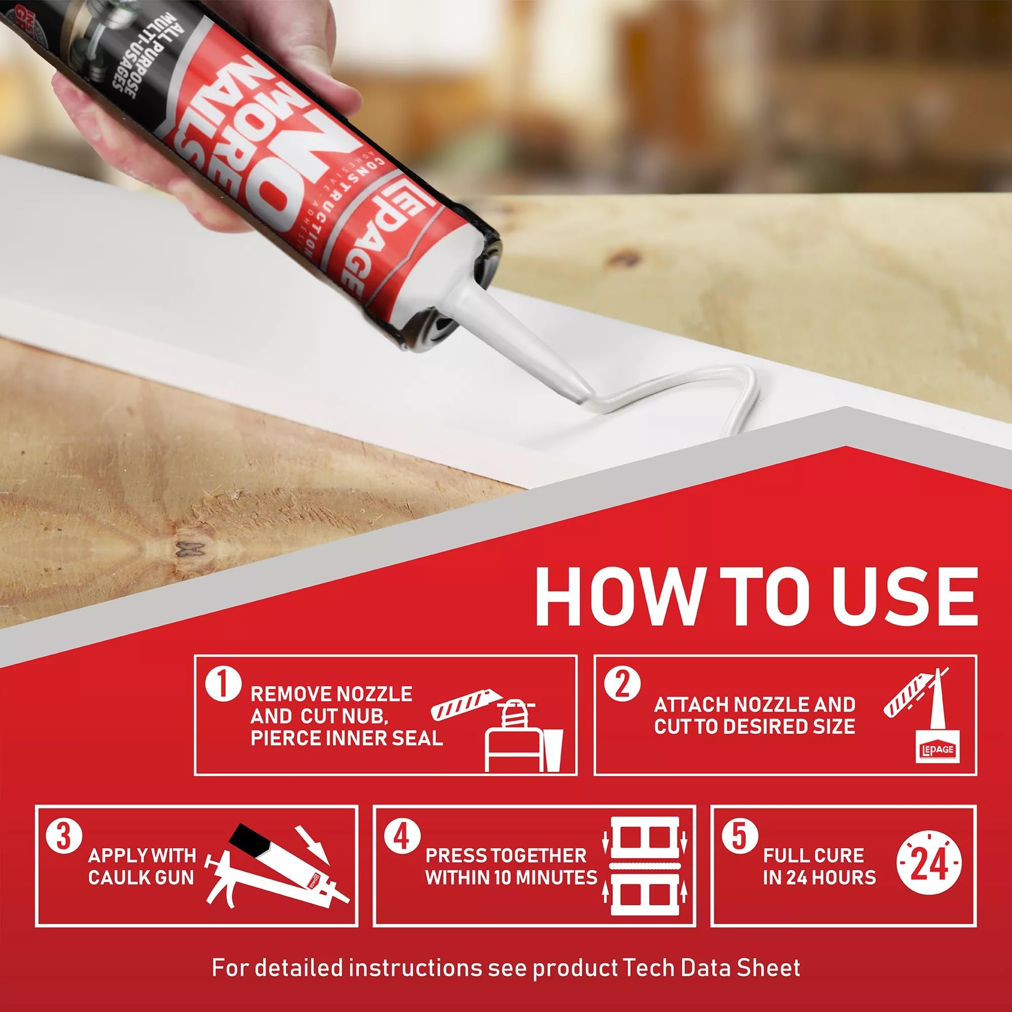 88mL No More Nails All-Purpose Construction Adhesive - Strong Bonding Glue for Wood, Metal, Ceramic & More - Perfect for Home Repairs, DIY Projects & Construction Work