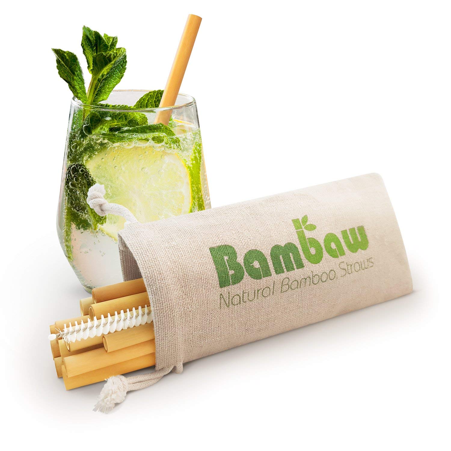 Bambaw Reusable Bamboo Straws Set of 12 | 5.5 Inch BPA-Free Organic Drinking Straws | Eco-Friendly Alternative to Plastic Straws | Durable Natural Bamboo for Smoothies, Cocktails & Iced Coffee | Perfect for Home, Restaurants & Outdoor Use