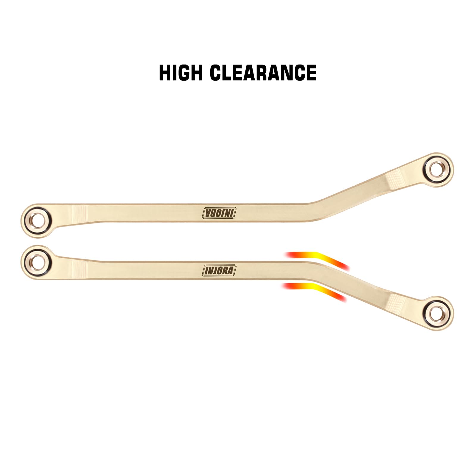 INJORA 46g Brass High Clearance Links Set for TRX4M High Trail K10 F150 1/18 RC Crawler Upgrade Parts - Heavy Duty Performance Crawling Accessories for Off-Road Terrain & Rock Climbing (4M-97)