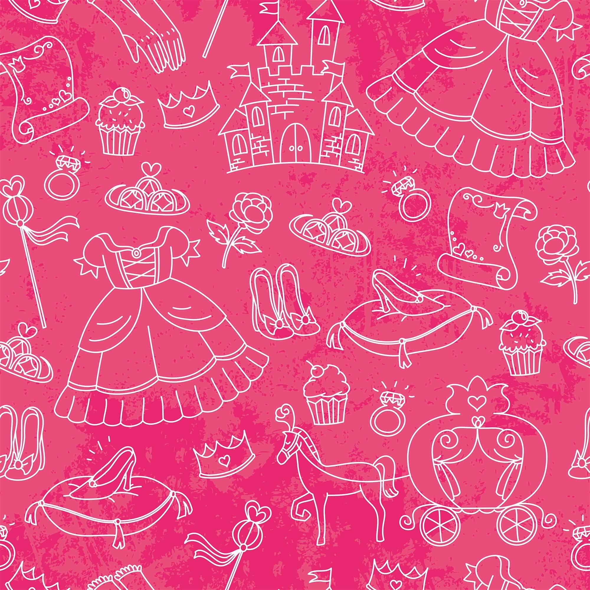 Pink Royalty Children's Peel and Stick Removable Wallpaper - Self-Adhesive Nursery Decor for Girls' Bedroom & Playroom