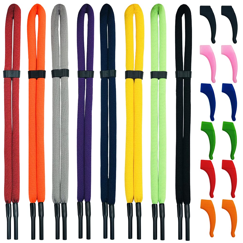 AFUNTA 8 PCS Adjustable Floating Sunglasses Straps - for Swimming, Surfing & Outdoor Safety