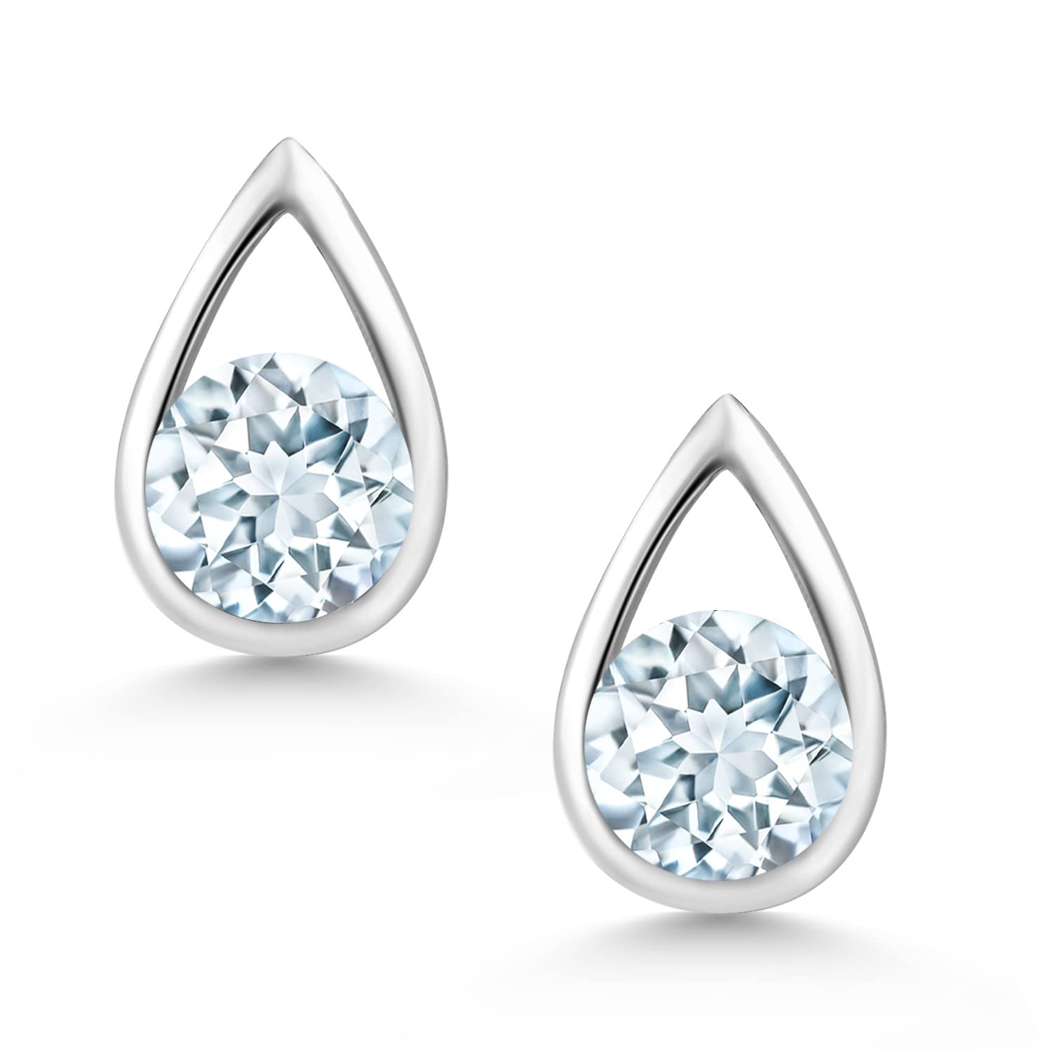 Gem Stone King Teardrop Stud Earrings for Women & Men - 925 Sterling Silver 5mm Round Gemstone Birthstone Jewelry | Elegant Gift for Her, Mom, Wife | Perfect for Birthdays, Anniversaries & Special Occasions