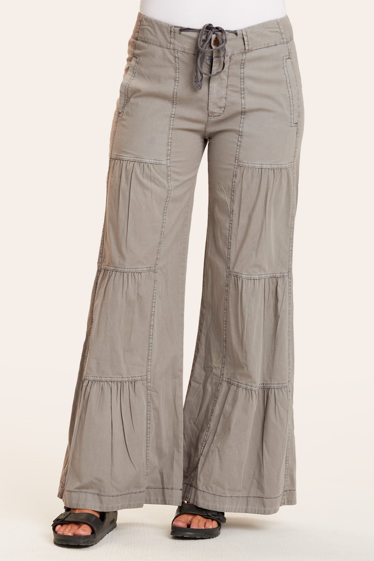 High-Waisted Terraced Wide Leg Pants for Women - Comfortable Linen Palazzo Trousers for Casual, Office & Travel Outfits