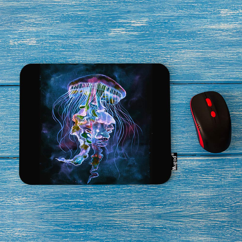 Non-Slip Jellyfish Mouse Pad with Rubber Base - Ocean Underwater Sea Life Design Gaming Mouse Mat for Computer, Laptop, PC - Perfect for Office & Home Working (9.5x7.9 Inch) - Ideal for Gamers, Programmers & Office Professionals