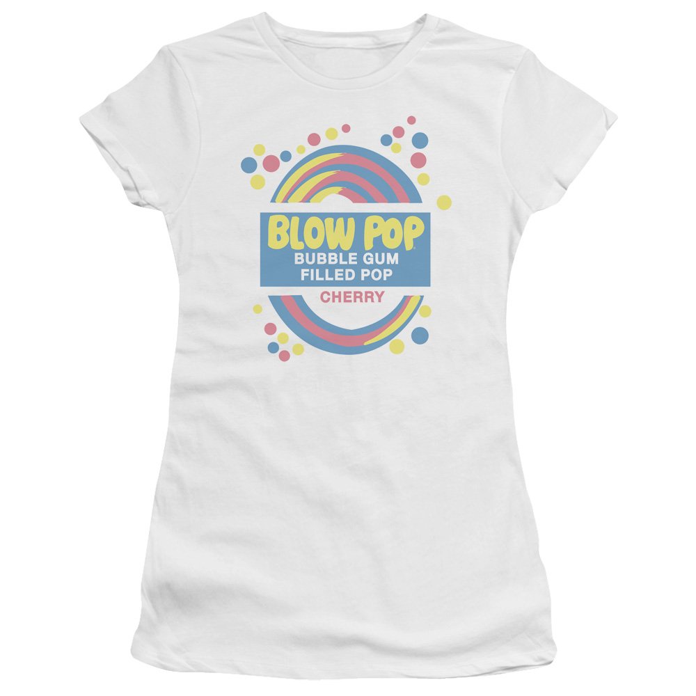 Trevco Tootsie Roll Blow Pop Graphic Juniors' Sheer Fitted T-Shirt | Cute Candy Print Top for Teens | Perfect for Parties, Concerts & Casual Wear