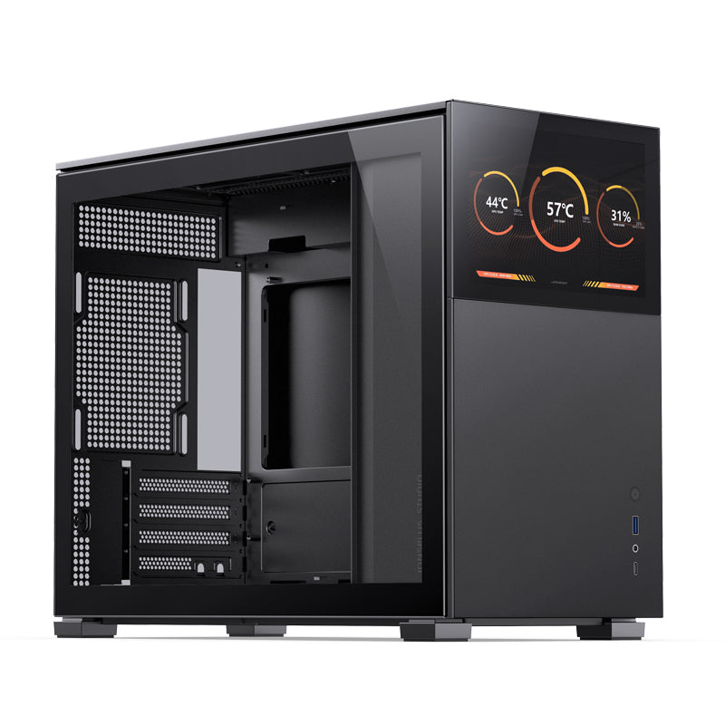 Jonsbo D31 STD SC M ATX PC Case with Type-C Port & LCD Screen - Black (No Fan Included) | Compact Gaming & Workstation Builds, Home Office & Streaming Setups
