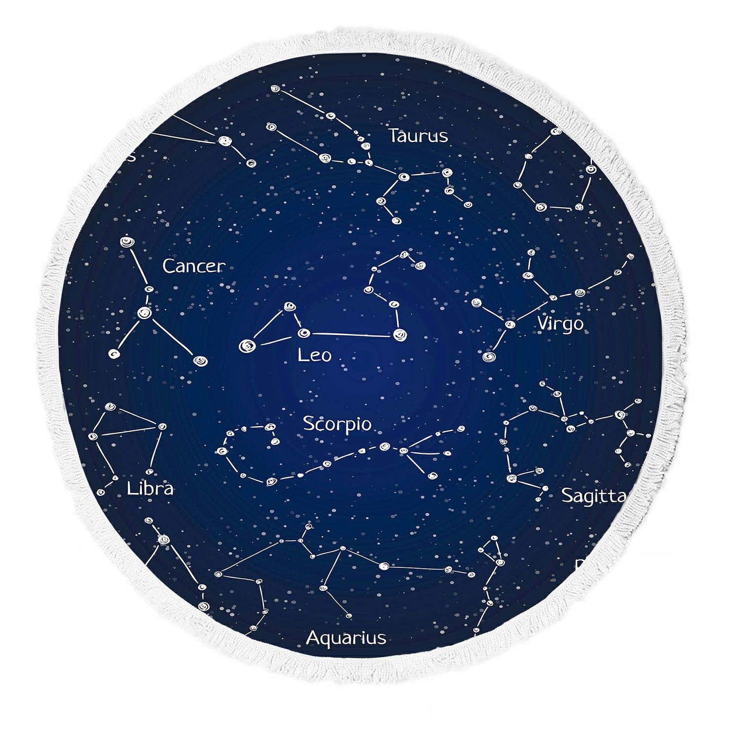 ABPHQTO Zodiac Constellations Beach Towel - Soft Space Stars Design with Tassels, Large Beach Blanket for Yoga, Picnic, Pool & Outdoor Activities | Perfect for Summer Vacation, Camping and Beach Parties