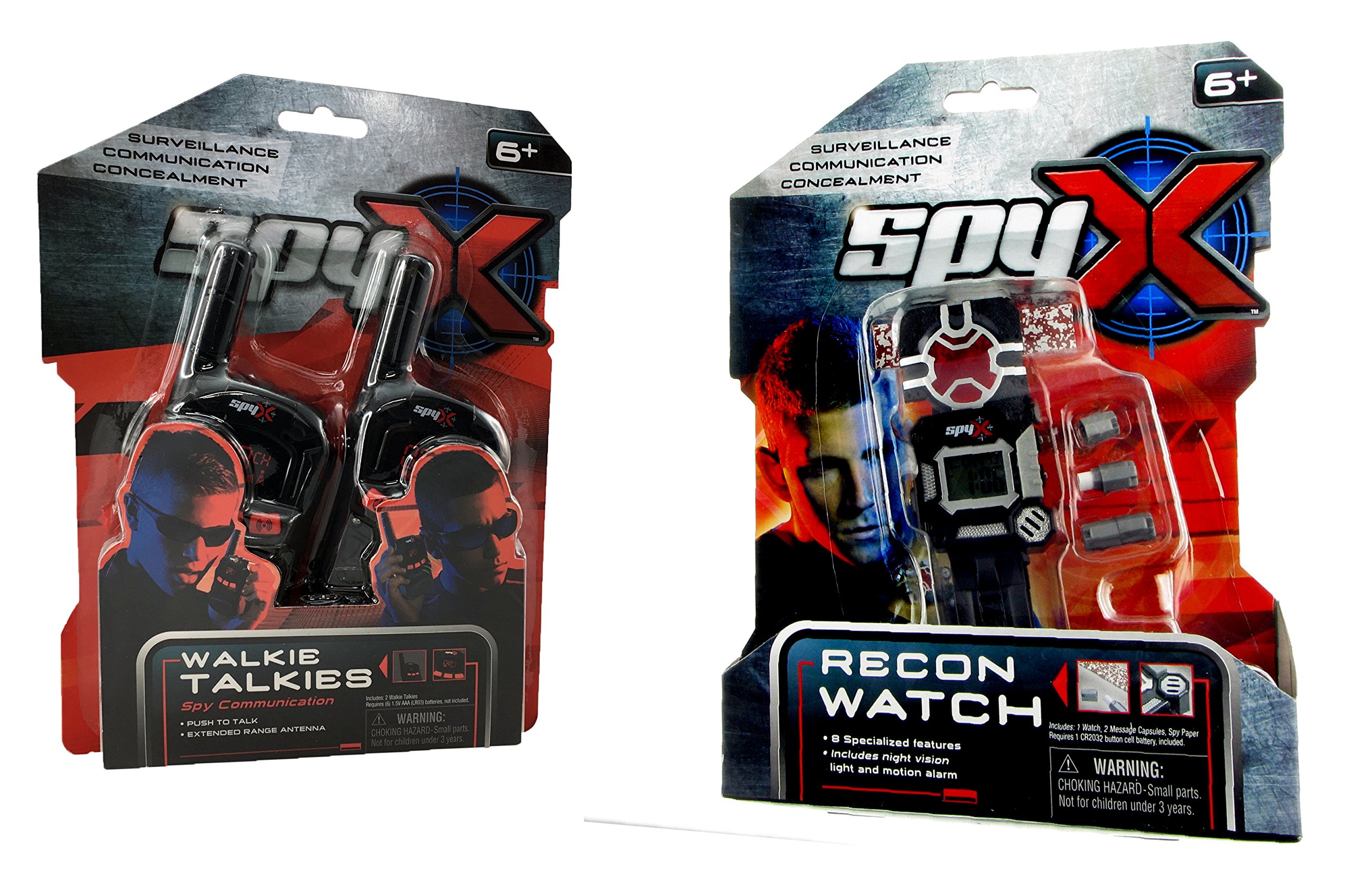 SpyX Walkie Talkies & Recon Watch - 2 Pack Spy Gear Set with 8-in-1 Surveillance Watch | Long Range Communication for Kids, Outdoor Adventures, Camping & Secret Missions | Perfect for Spy Games, Backyard Exploration & Team Activities