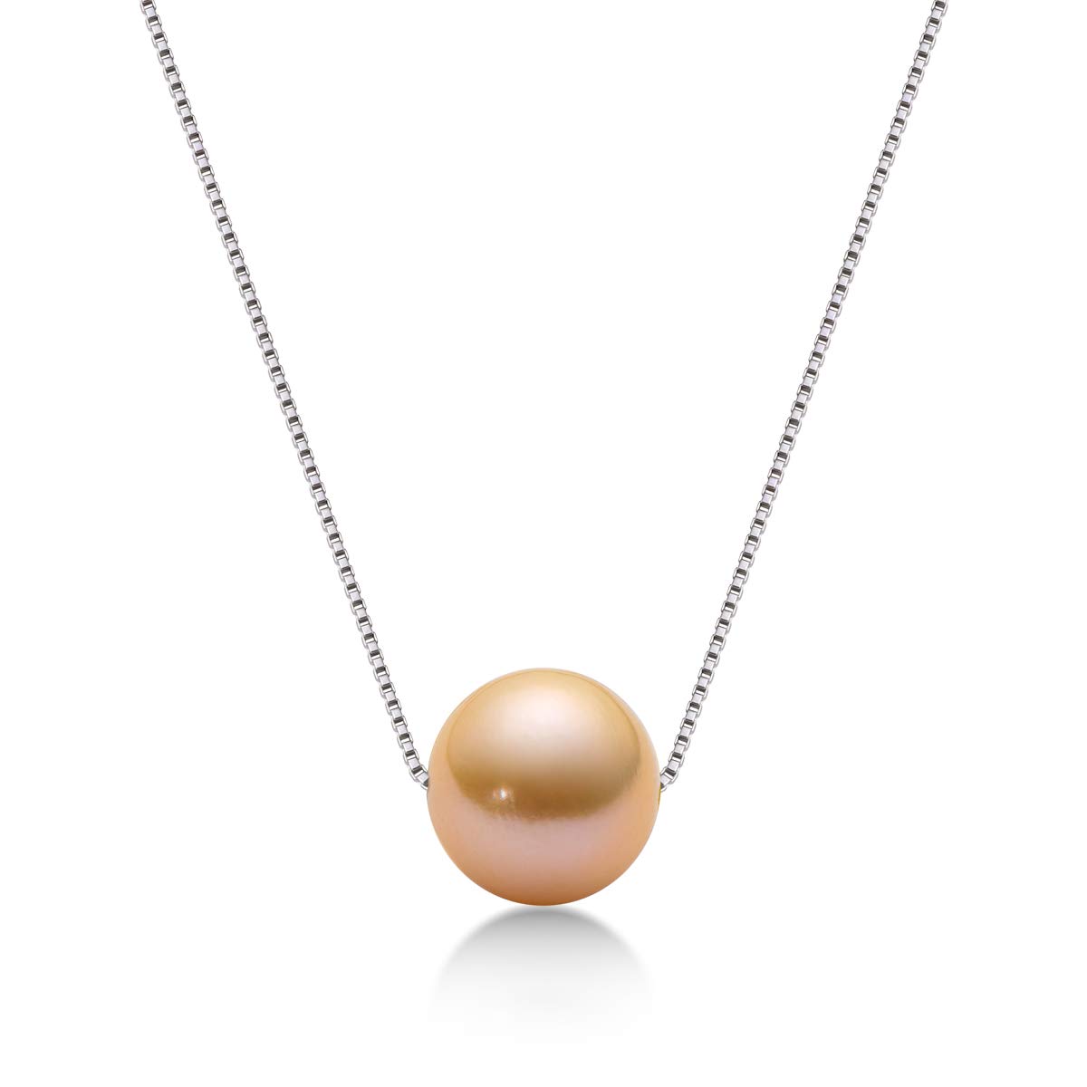 Elegant Floating Single Freshwater Pearl Necklace for Women - 8-9mm White/Pink/Purple Pearls with Sterling Silver 18 Inch Chain | Perfect Pearl Jewelry Gift for Her | Ideal for Weddings, Anniversaries & Special Occasions