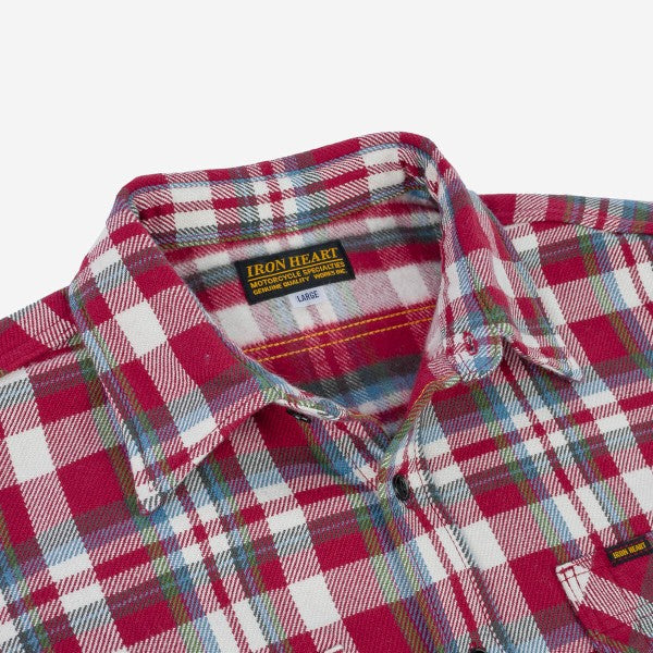Iron Heart IHSH-371 Ultra Heavy Flannel Work Shirt - Red Crazy Check Plaid for Men | Durable Outdoor & Workshop Shirt for Cold Weather Workwear