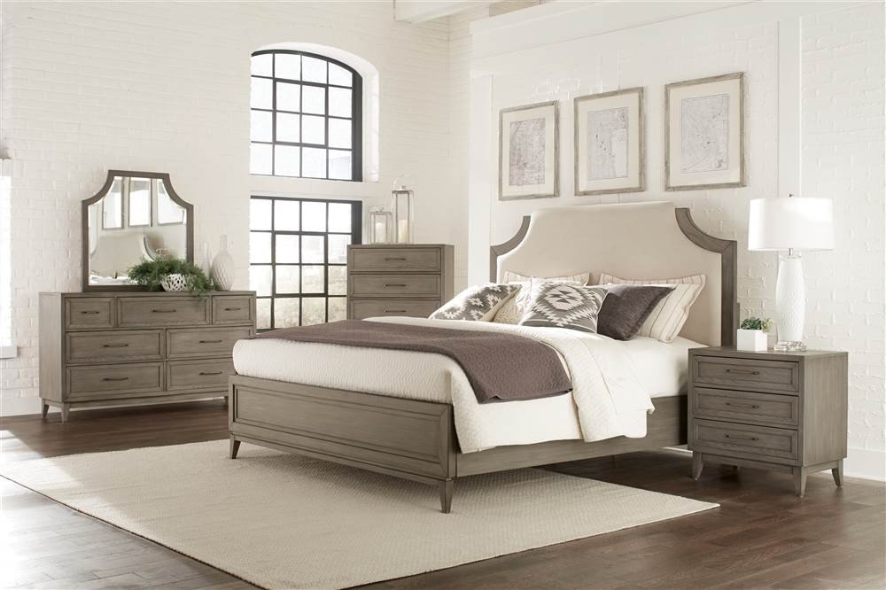 Riverside Furniture Vogue Wood Framed Arch Mirror in Gray Wash - Elegant Wall Decor for Living Room, Bedroom & Entryway
