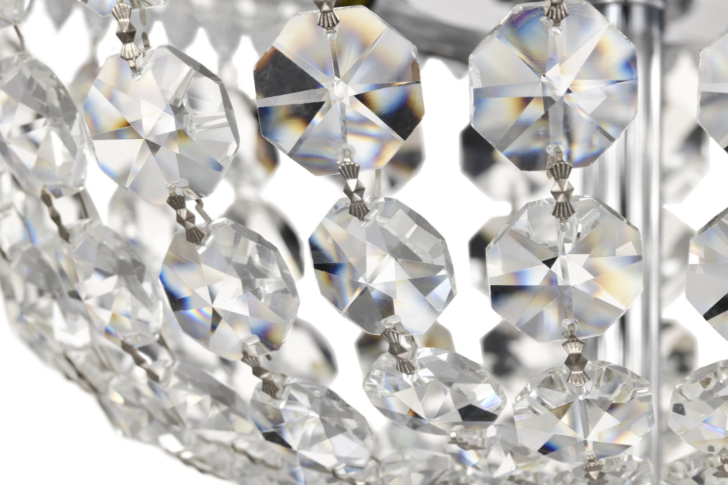 Luxury Empire Crystal Chandelier - 6-Light Glam Ceiling Fixture with Chrome Finish, Adjustable Chain for Entryway, Living Room & Dining Room Lighting | Perfect for Home Decor, Wedding Venues & Luxury Spaces