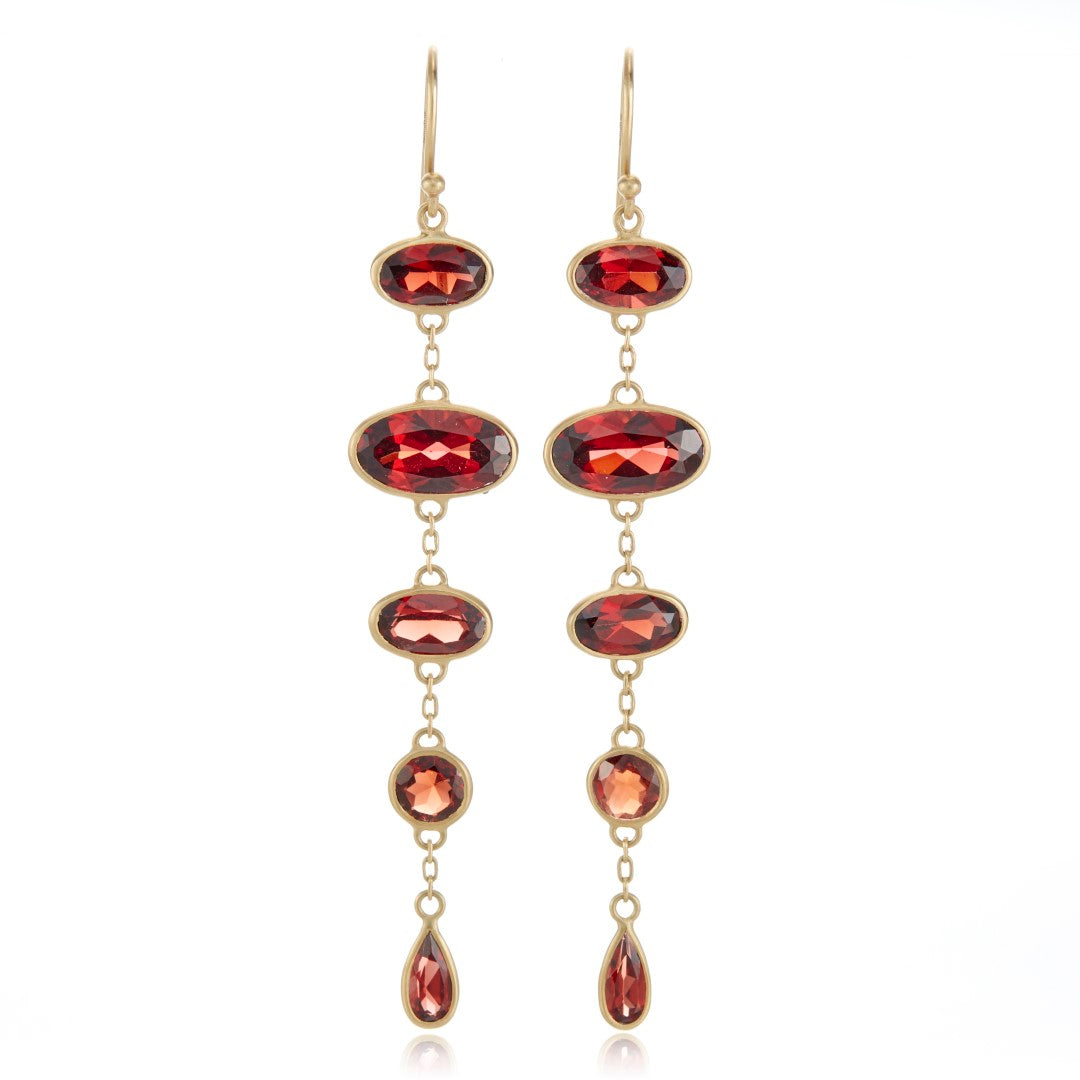 Garnet Ellipse Drop Earrings for Women – Elegant Gemstone Jewelry for Parties, Weddings & Special Occasions | Dangle Earrings Gift for Her