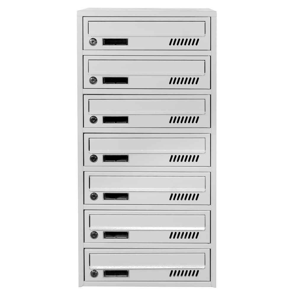 Wall-Mounted Euro GLM 7 Mailbox System with RAL 7035 Finish & Numbering - 7 Mail Slots for Letters & Correspondence - Perfect for Apartments, Condos & Residential Buildings