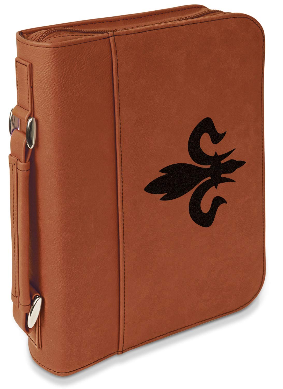 Personalized Fleur De Lis Leatherette Bible Cover with Handle & Zipper - Large Double-Sided Bible Case for Women & Men - Perfect for Church, Travel, and Gift Giving