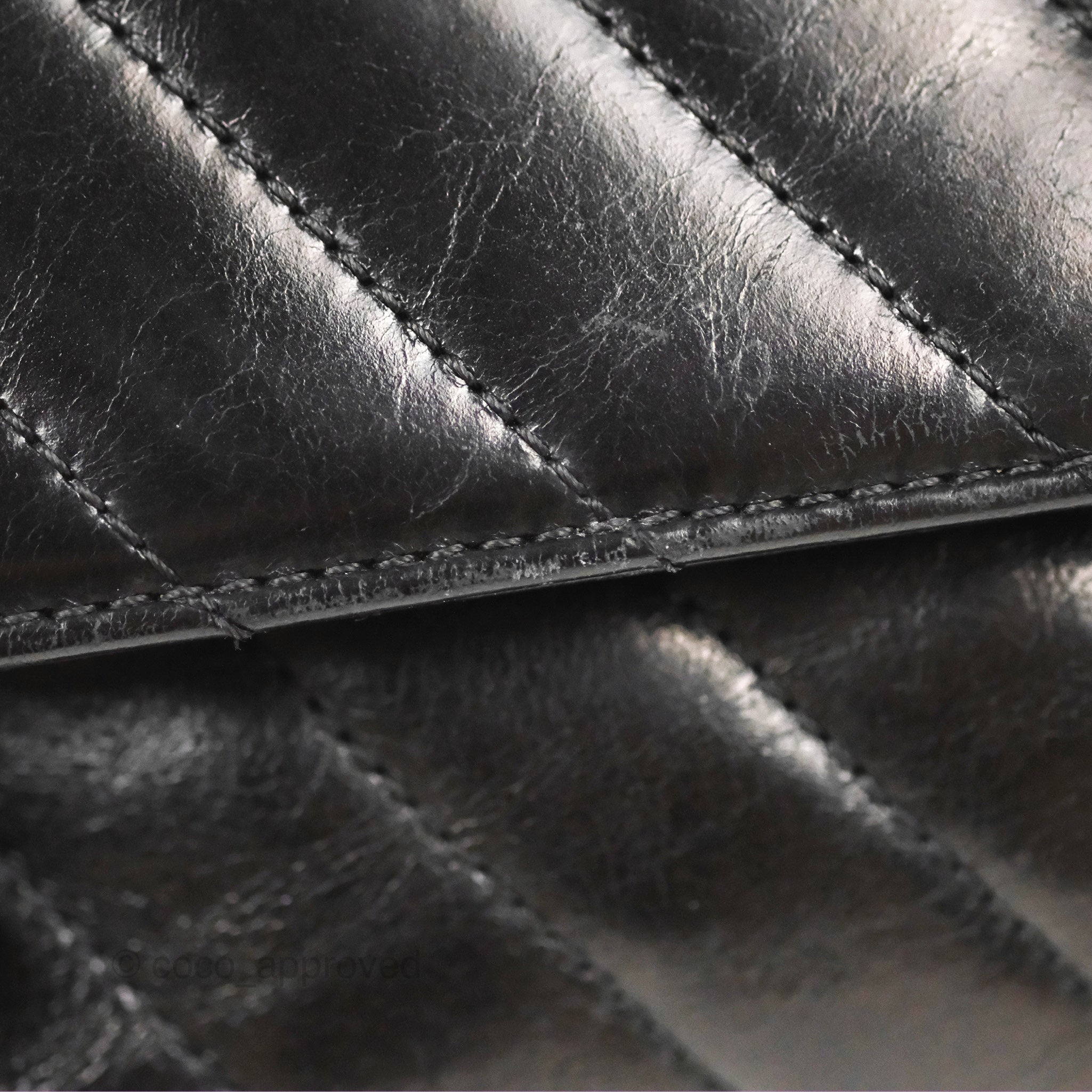 Chanel Chevron Small Coco Handle Bag - Black Shiny Aged Calfskin with Aged Gold Hardware | Luxury Crossbody Purse for Women, Perfect for Evening Parties & Date Nights