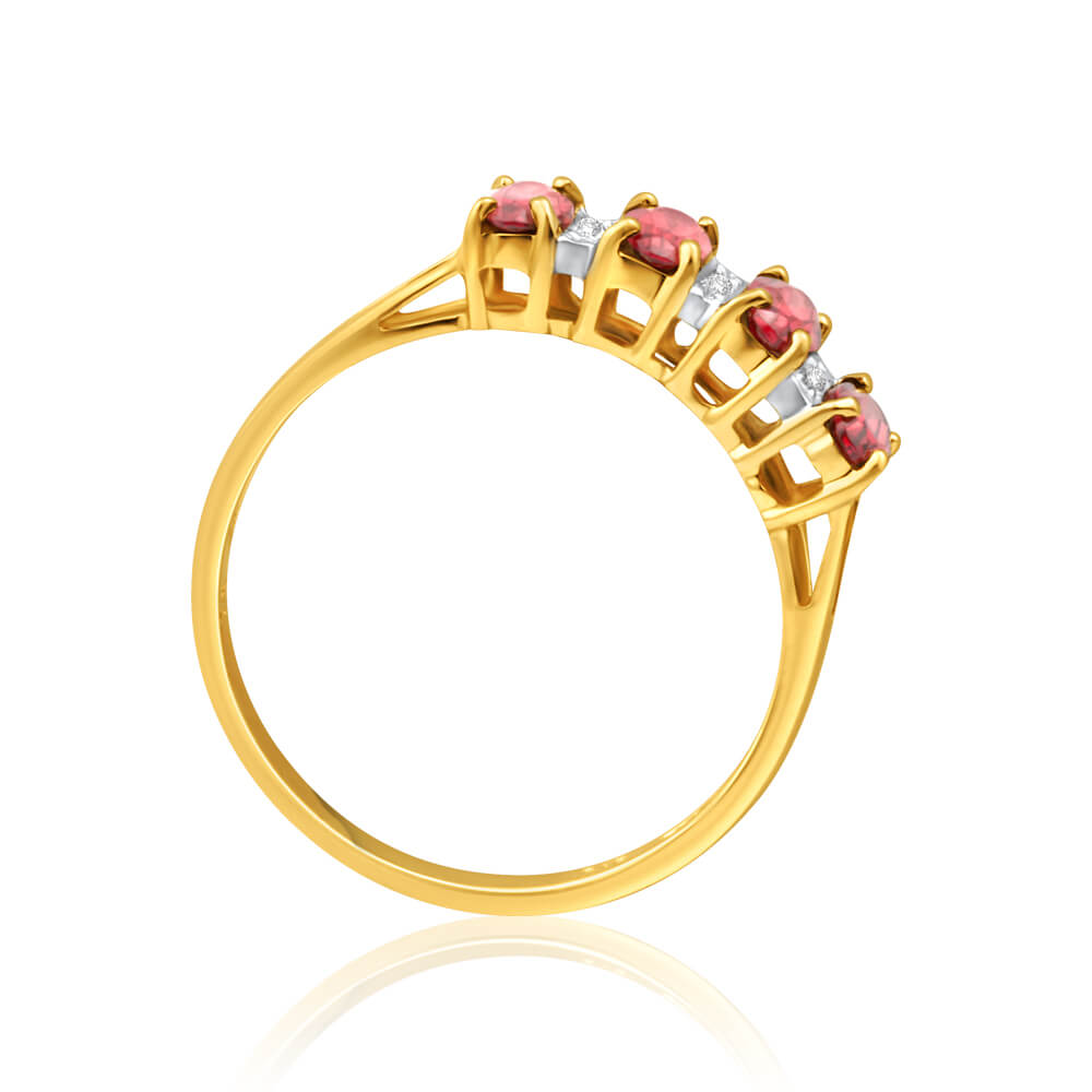 9ct Yellow Gold Diamond & Garnet Ring for Women - Elegant Vintage Style Jewelry for Engagement, Anniversary & Special Occasions