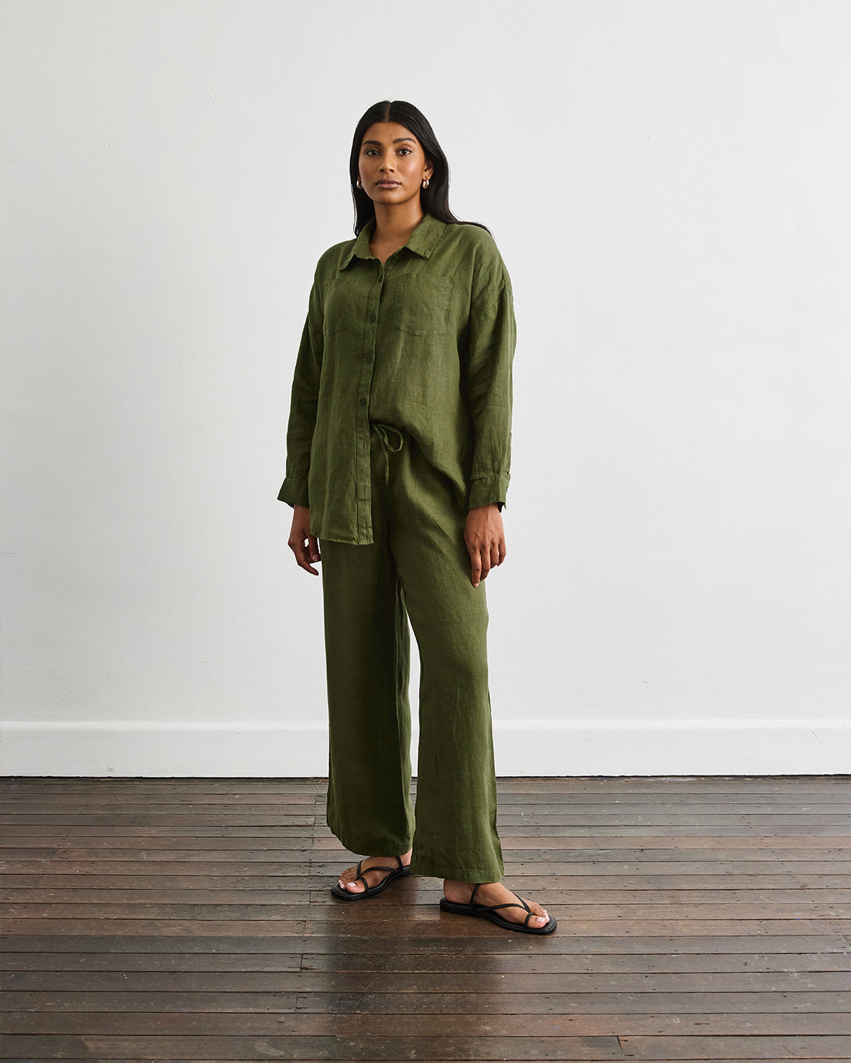 Stylish Olive Green Long Lounge Set - Soft & Comfortable Loungewear for Women | Perfect for Relaxing at Home, Yoga, or Casual Outings