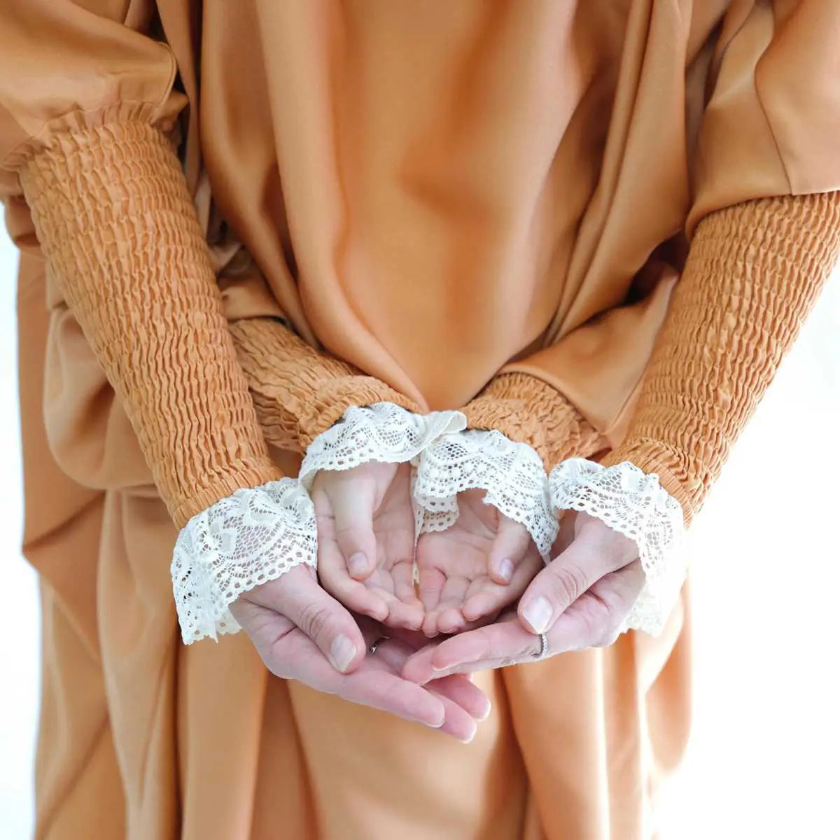 Elegant Satin Lace Cuffs Overhead Jilbab Abaya Prayer Dress for Women - Modest Islamic Clothing for Prayer, Mosque & Special Occasions