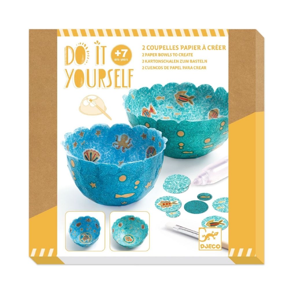 DIY Paper Bowls Kit - Create 2 Ocean-Themed Decorative Bowls for Home Decor & Kids Crafts | Perfect for Beach House Decorations, Party Favors & Creative Gift Ideas