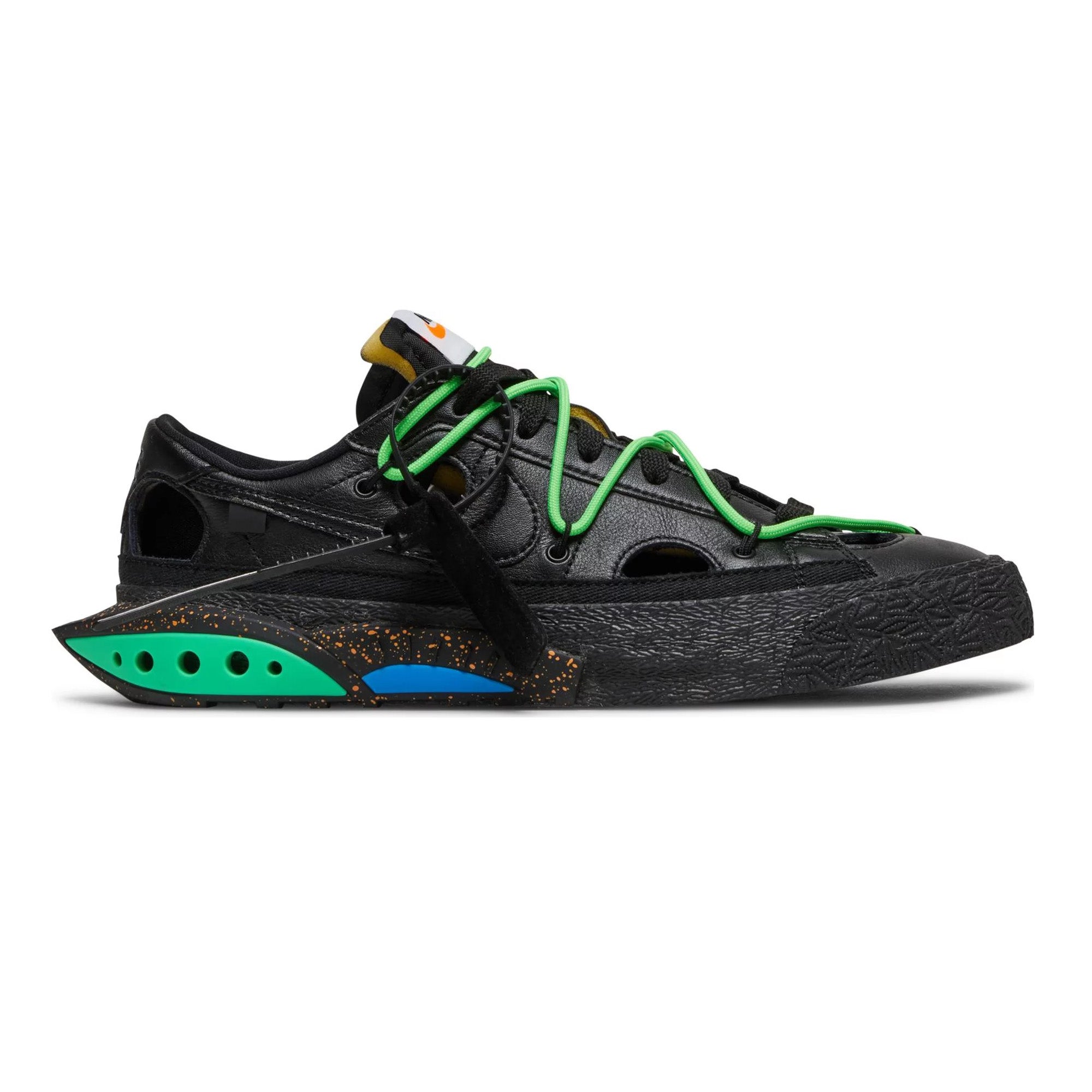 Nike Blazer Low x Off-White 'Black Electro Green' Sneakers (2022) - Men's Streetwear Fashion Shoes for Casual Wear & Urban Style