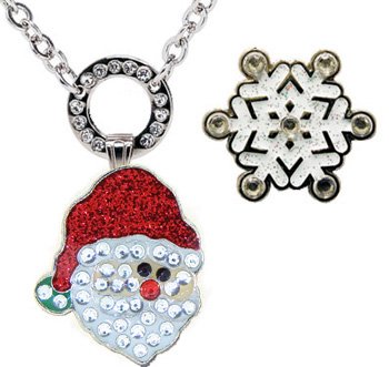 Navika Magnetic Therapy Necklace with Swarovski Crystal Santa Claus & Snowflake Charms - Elegant Holiday Jewelry for Christmas Gifts & Winter Fashion Accessories