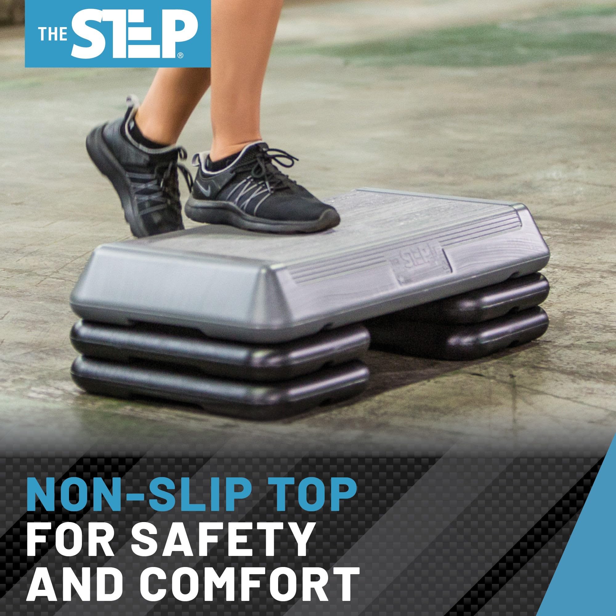Adjustable Aerobic Stepper Platform with Risers - Home Workout Stair Stepper for Cardio Exercise & Fitness Training - Perfect for Home Gym, HIIT Workouts, and Step Aerobics