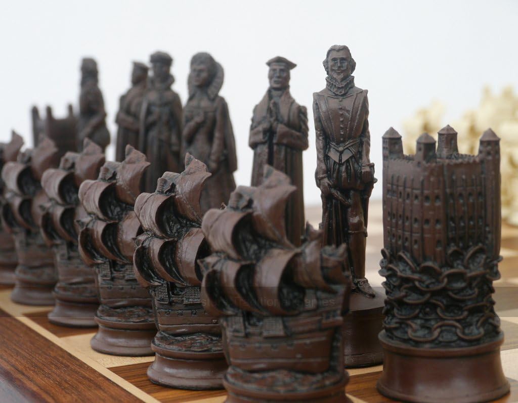 Elizabethan Ornamental Chess Set - Cream & Brown Chess Pieces for Collectors & Game Lovers | Perfect for Home Decor, Gift Giving & Strategy Game Nights