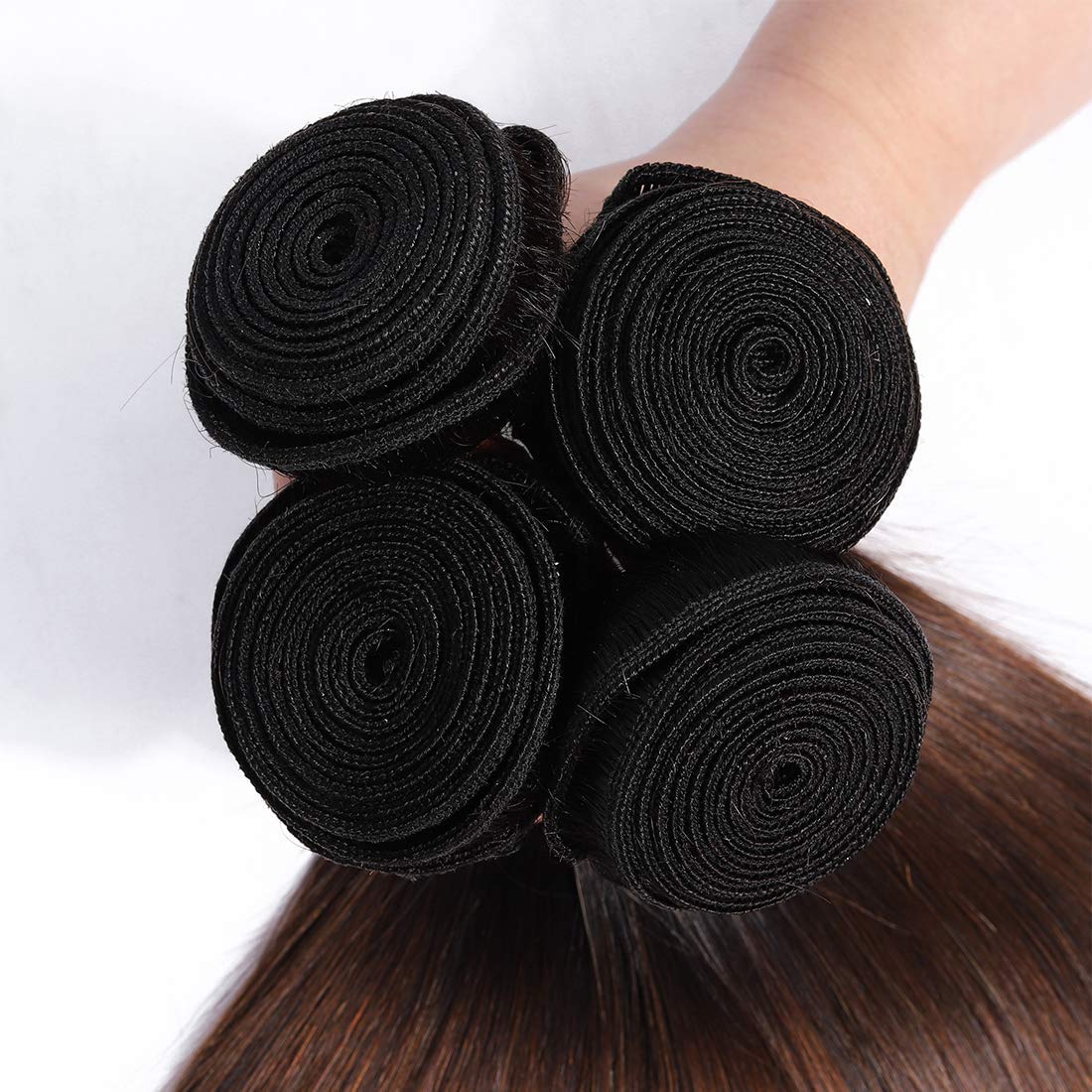 Brazilian Virgin Ombre Hair Extensions - Silky Straight Unprocessed Human Hair Weave 3 Bundles (T1B/4/27) - 28 28 28 Mixed Length for Natural Look & Styling Versatility - Perfect for Daily Wear, Parties & Special Occasions