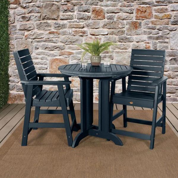 Weather-Resistant 3-Piece Round Counter Height Outdoor Dining Set - Perfect for Patio, Deck, and Backyard Gatherings