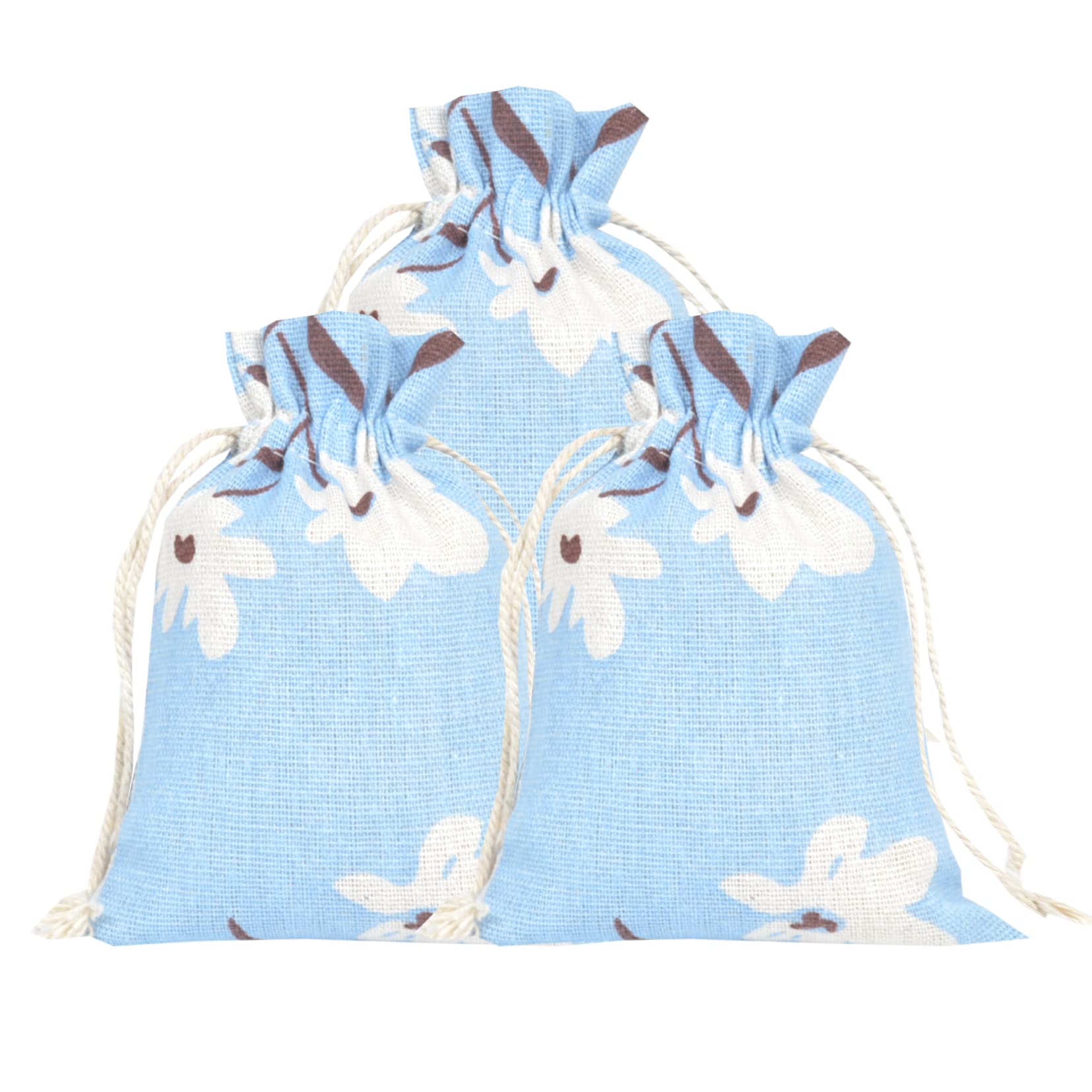 CPTBAG White Orchid Flower Drawstring Gift Bags - Blue Floral Candy Treat Bags for Summer Parties, Garden Events, Birthdays, Baby Showers & Easter Celebrations | Perfect for Wedding Favors, Bridal Showers & Spring Festival Decorations