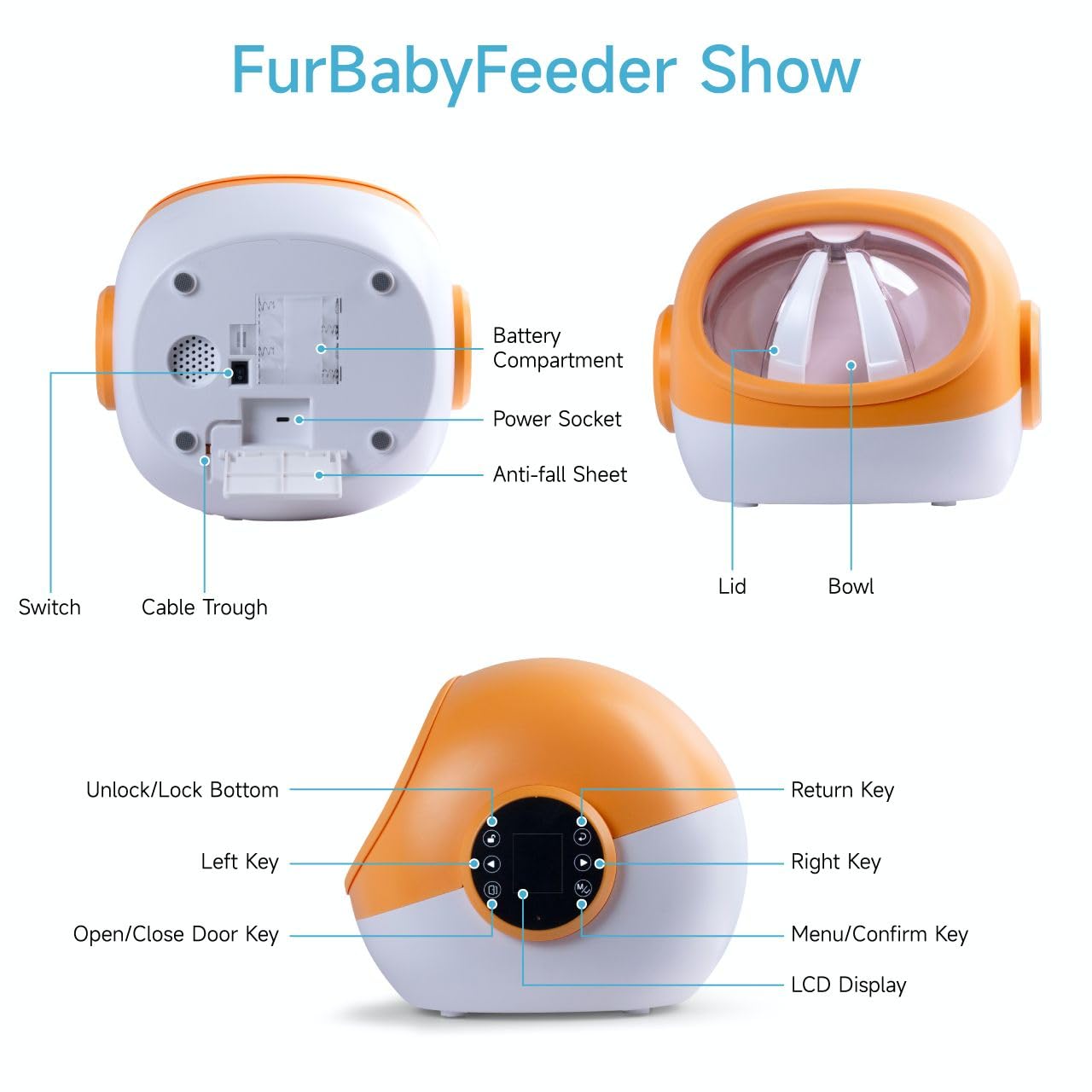 Automatic Cat Feeder with Smart RFID & Collar Sensor - Wet/Dry Food Dispenser for Multiple Pets - LCD Display & Locking Doors - Perfect for Home, Office, or Travel Use