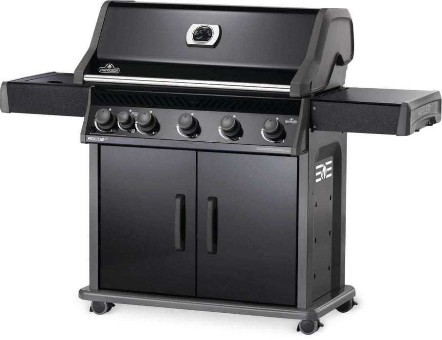 Napoleon Rogue XT 625 Black Gas Grill with Infrared Side Burner - Premium Outdoor BBQ Grill for Backyard, Patio & Tailgating - Model RXT625SIBPK-1