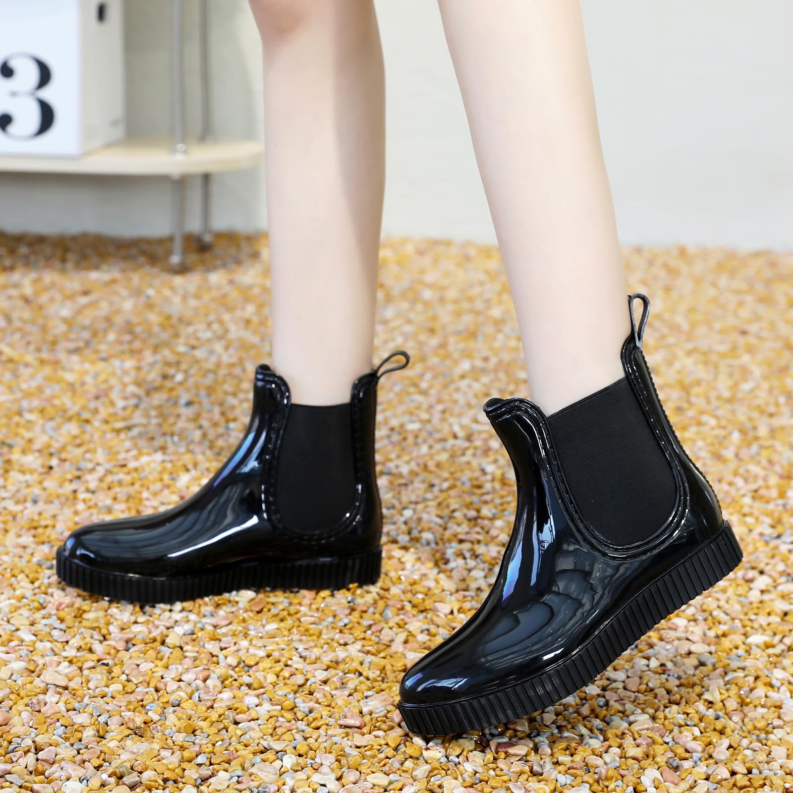 HSBDNZQ Waterproof Rain Boots for Women - Anti-Slip Garden Boots, Outdoor Work Shoes, Size 39 (US 9.5) - Perfect for Gardening, Farming & Wet Weather Conditions