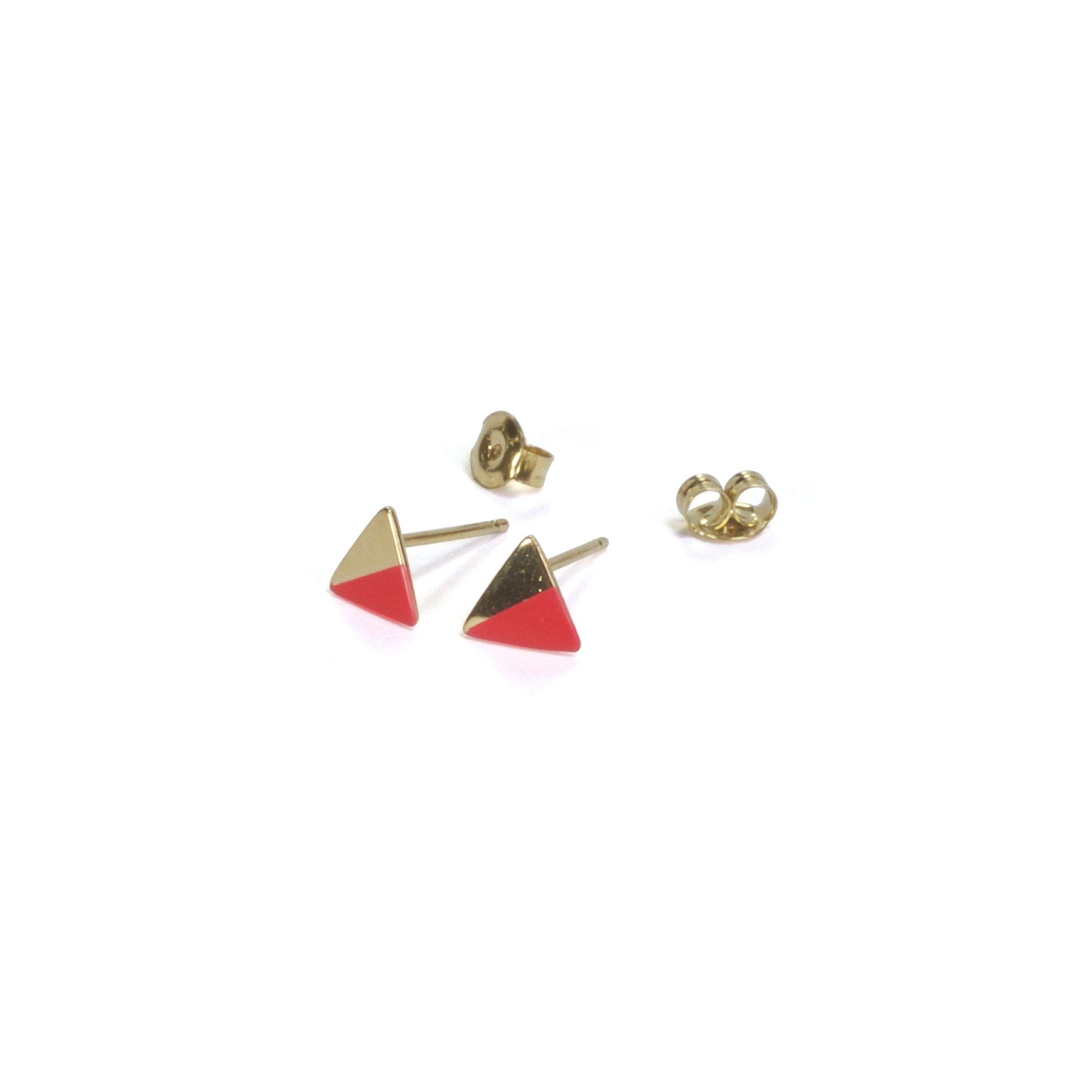 Gold Triangle Color Block Stud Earrings - Geometric Dangle Earrings for Women | Perfect for Parties, Weddings & Everyday Wear